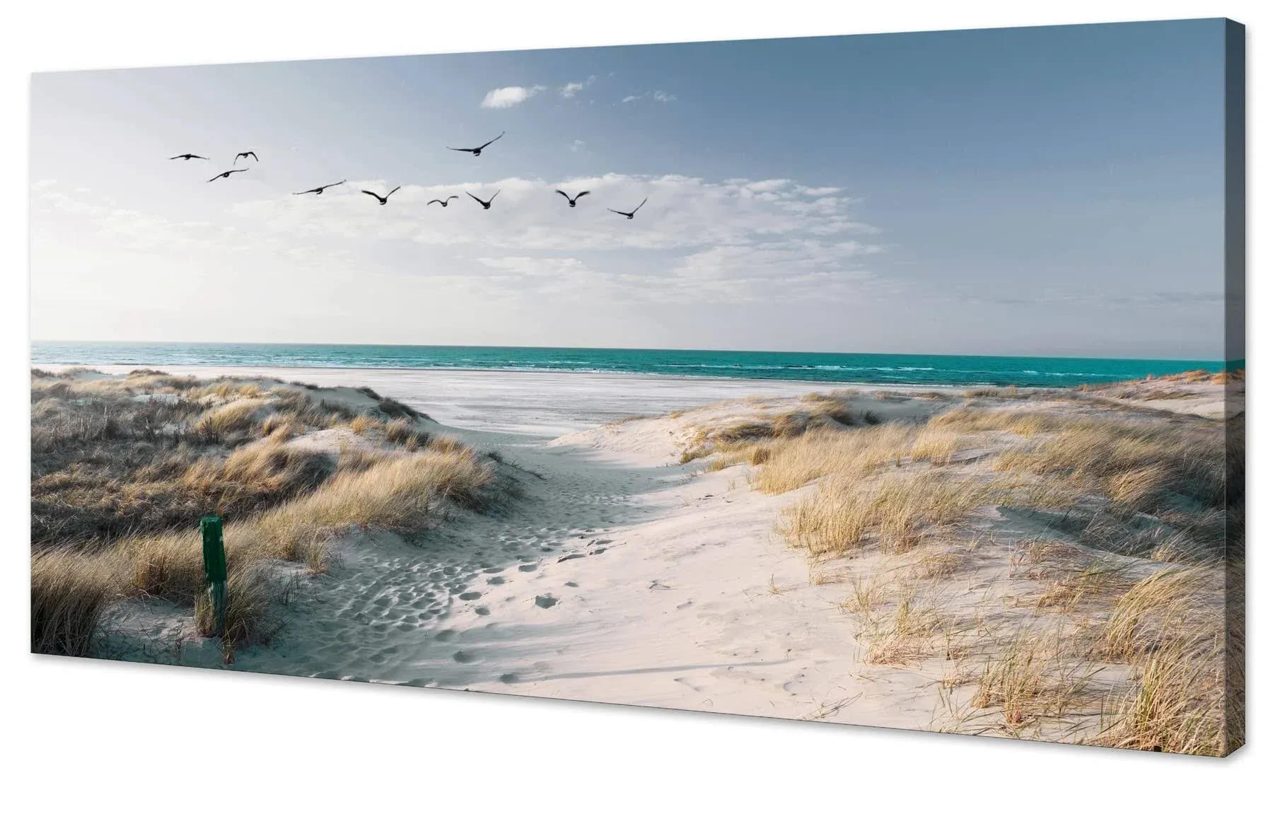 KZKU Beach Wall Decor Ocean Canvas Art Pictures for Bedroom Living Room Offico Framed Bathroom Paintings Prints Sunshine Sea Dune Artwork Home Decor Size:20x40