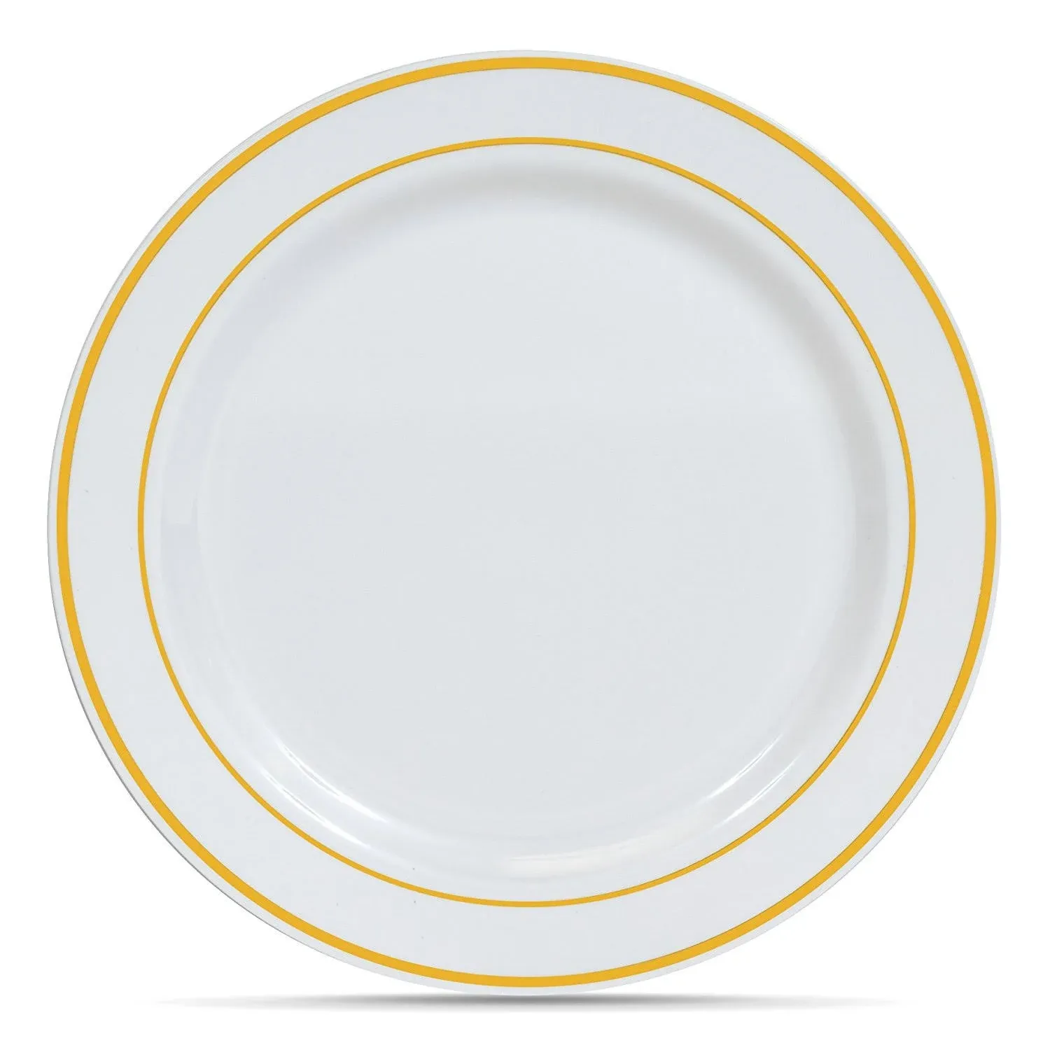 50 pc. White with Gold Rim Plastic Dinner plates: Sturdy and Disposable