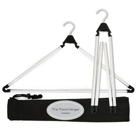 The Travel Hanger - Portable and Foldable for Gym Travel Office and Car by Boottique- Black and Matte Silver