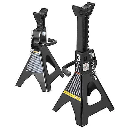 Torin 3 Ton (6,000 lbs) Capacity Double Locking Steel Jack Stands, 2 Pack, Black, AT43002AB