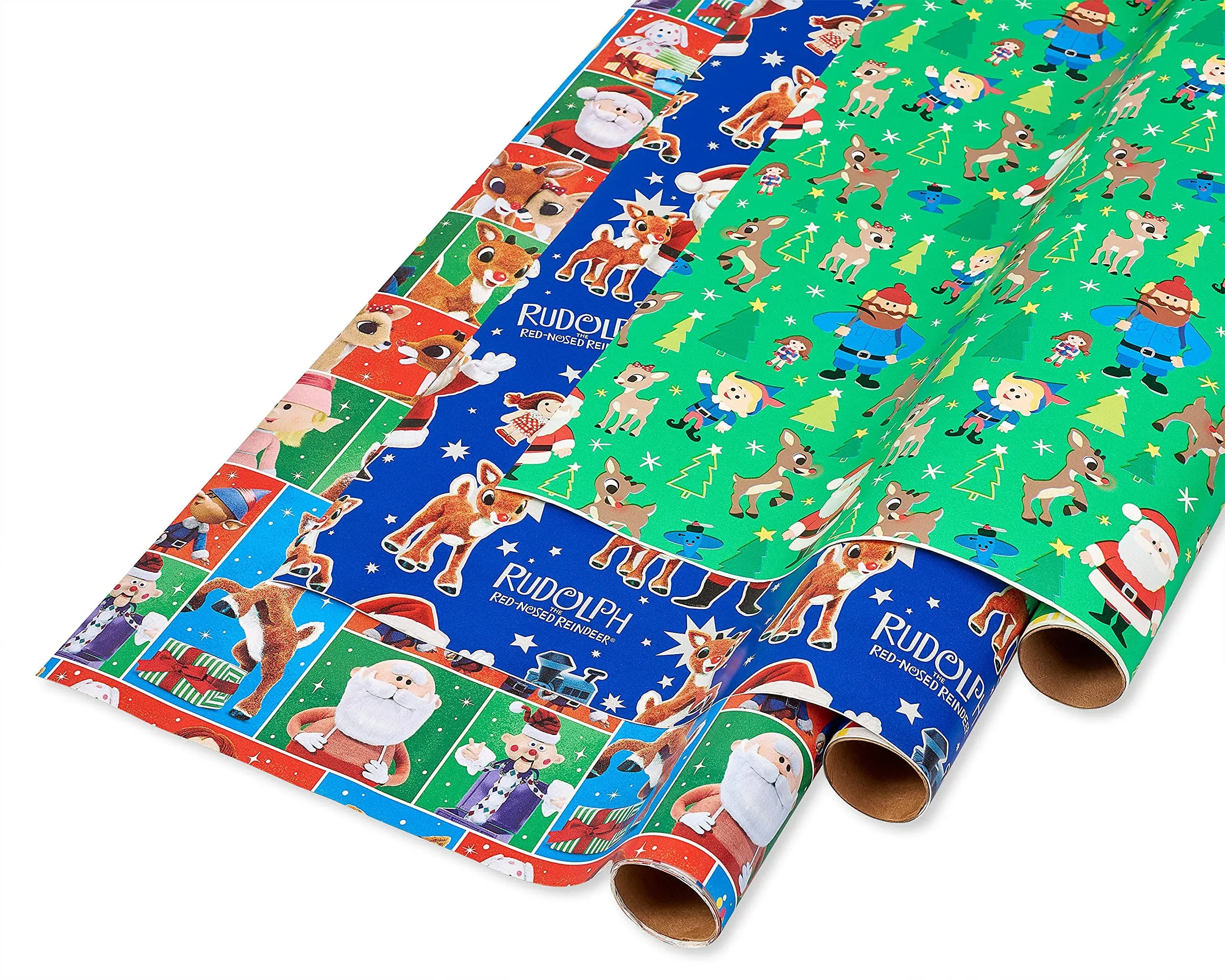 American Greetings Rudolph Designs Christmas Wrapping Paper Bundle