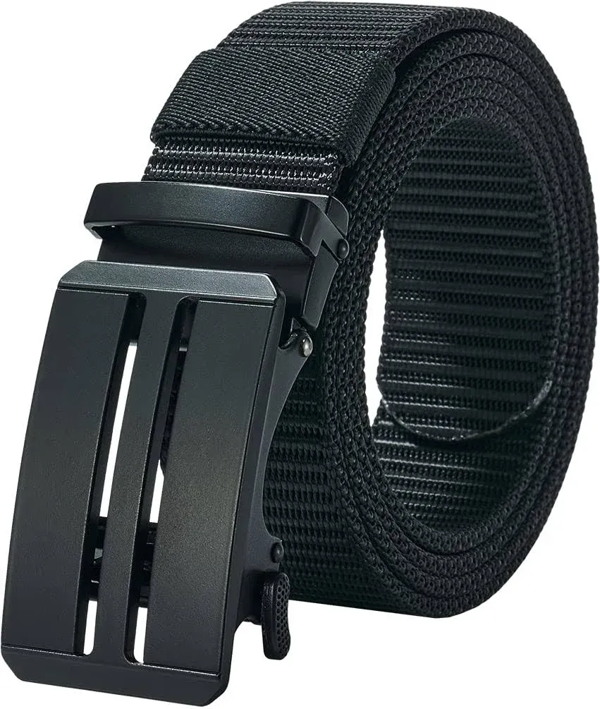 LionVII Ratchet Belts for Men - Mens Fashion Belt Nylon Fabric 1 3/8" for Casual Jeans - Adjustable Trim to Fit 27-46" Waist