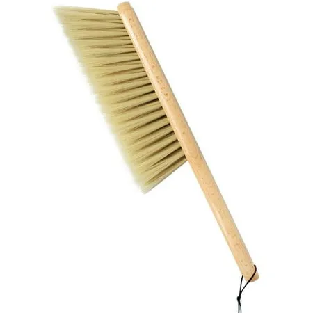 VONTER Counter Brush Oiled Beech Wood Handle Soft Bristle 14 Inch Long for Counter Gardening Furniture Cleaning(Yellow)