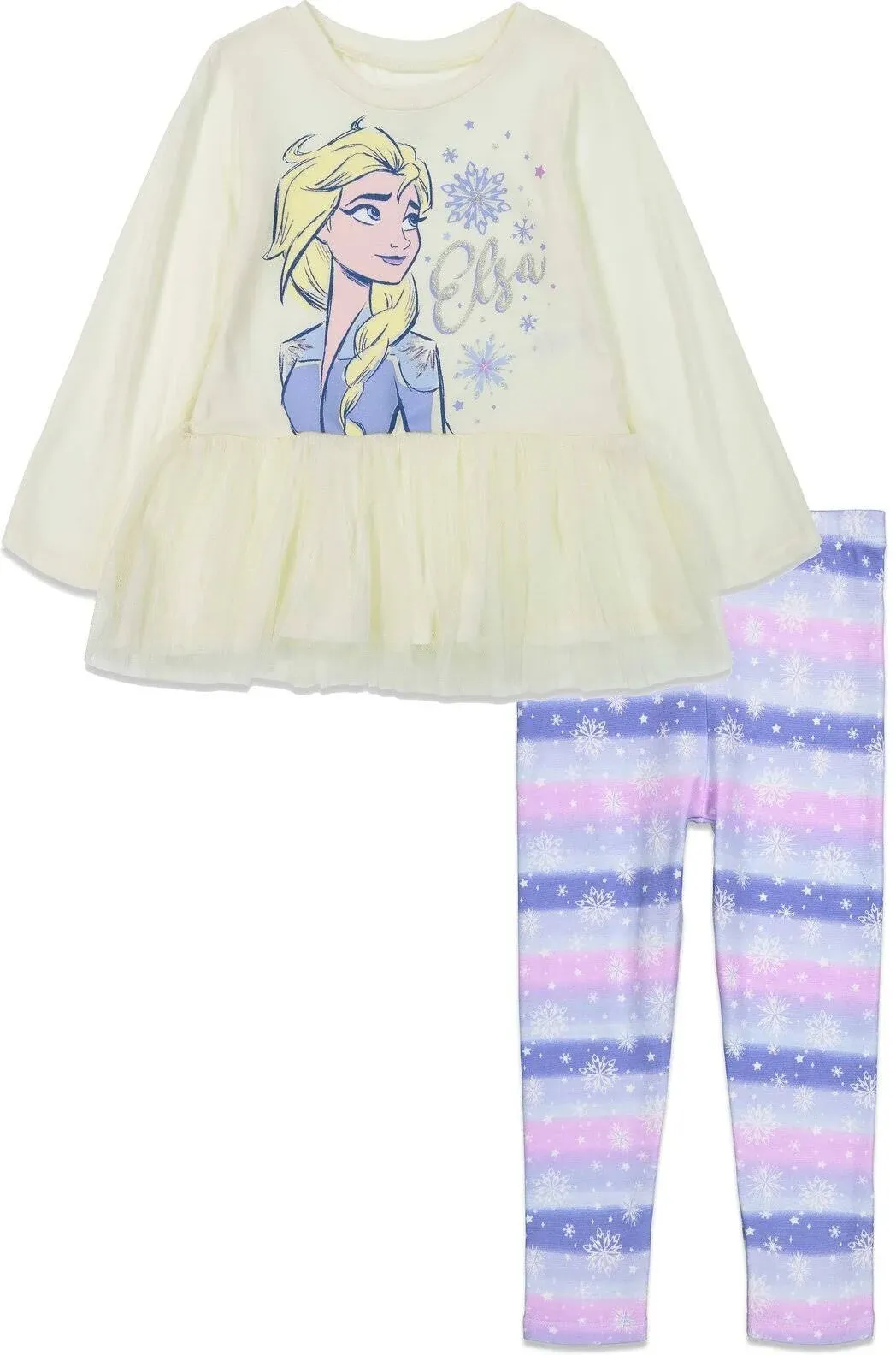 Disney Frozen Girls Elsa Anna Olaf T-Shirt and Tulle Leggings Set 5T