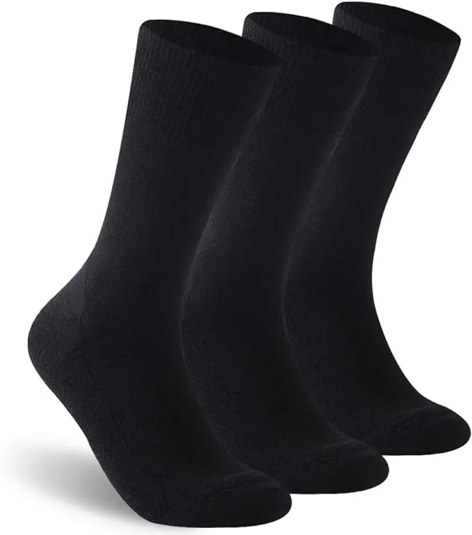 Facool Diabetic Socks for Men Women, Merino Wool Non-Binding Top Crew Socks with Cushion Sole, Seamless Toe 3 Pairs