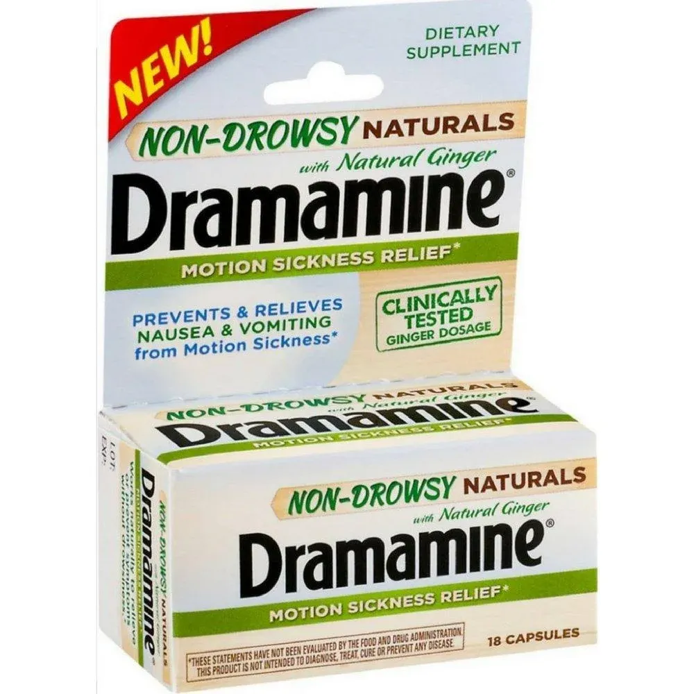 Dramamine Motion Sickness Relief Non-Drowsy Naturals with Ginger