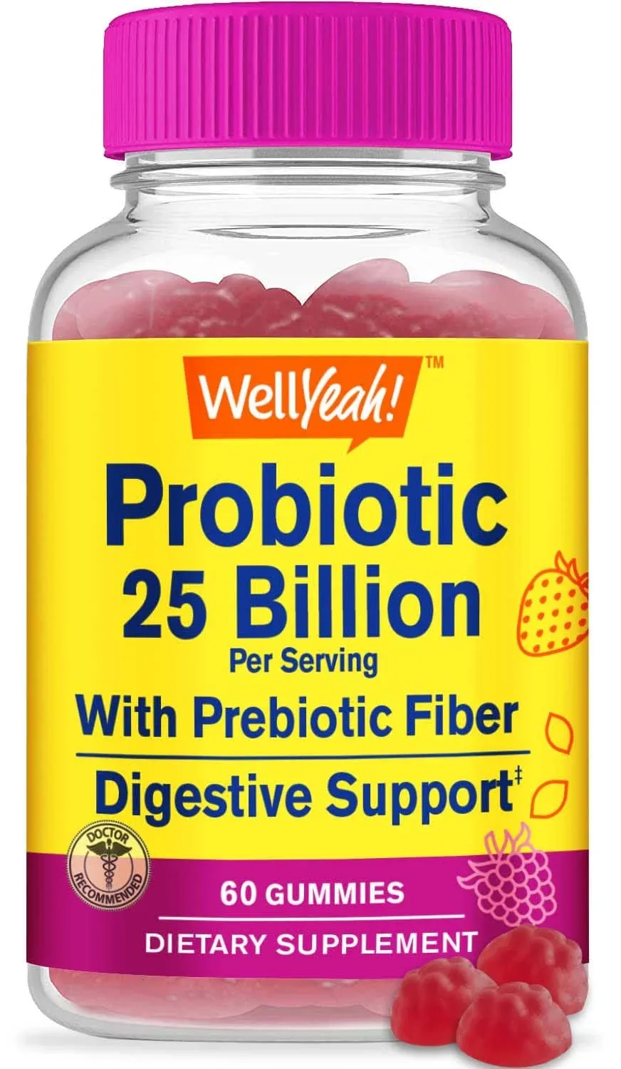 WellYeah 25 Billion Probiotics + Prebiotics for Men and Women Gummies