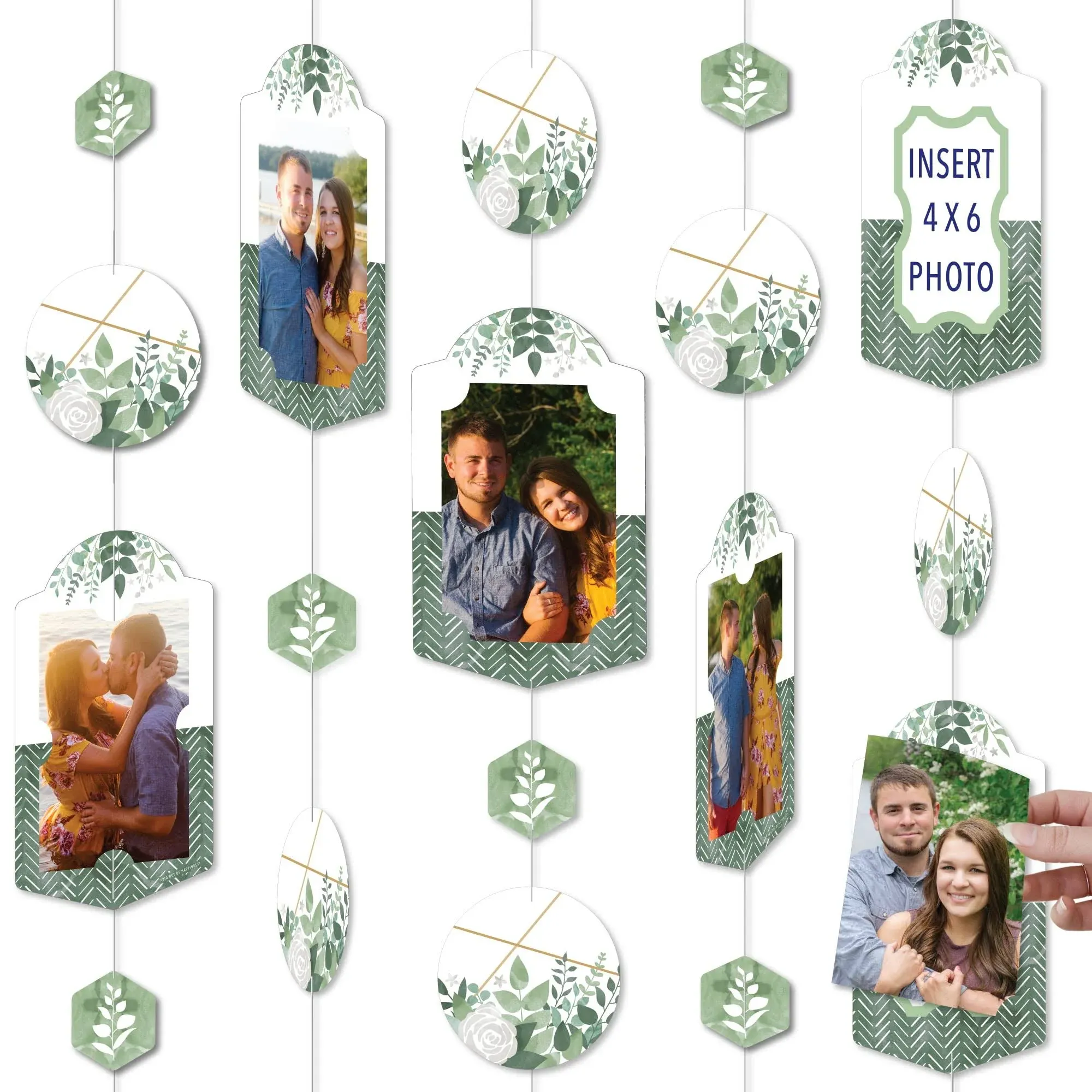 Boho Botanical - Greenery Party DIY Backdrop Decor - Hanging Vertical Photo Garland - 35 Pieces