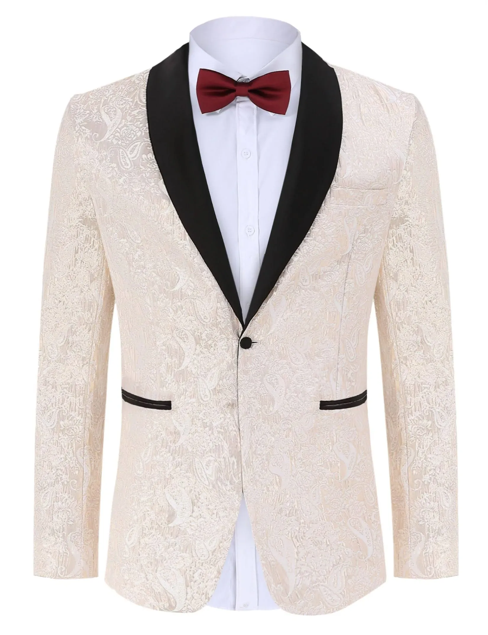 TURETRENDY Men&#039;s Floral Tuxedo Jacket One Button Embroidered Dinner Suit Jackets