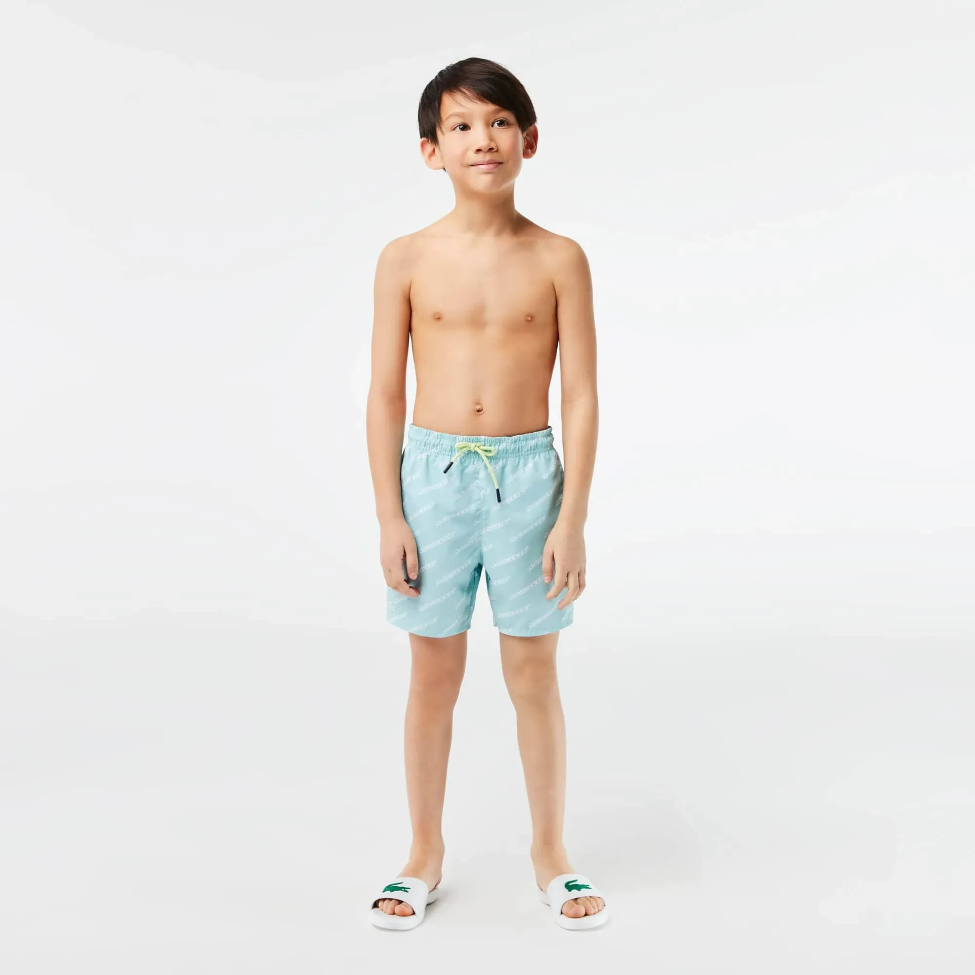 Lacoste Kids' Printed Recycled Polyester Swim Trunks