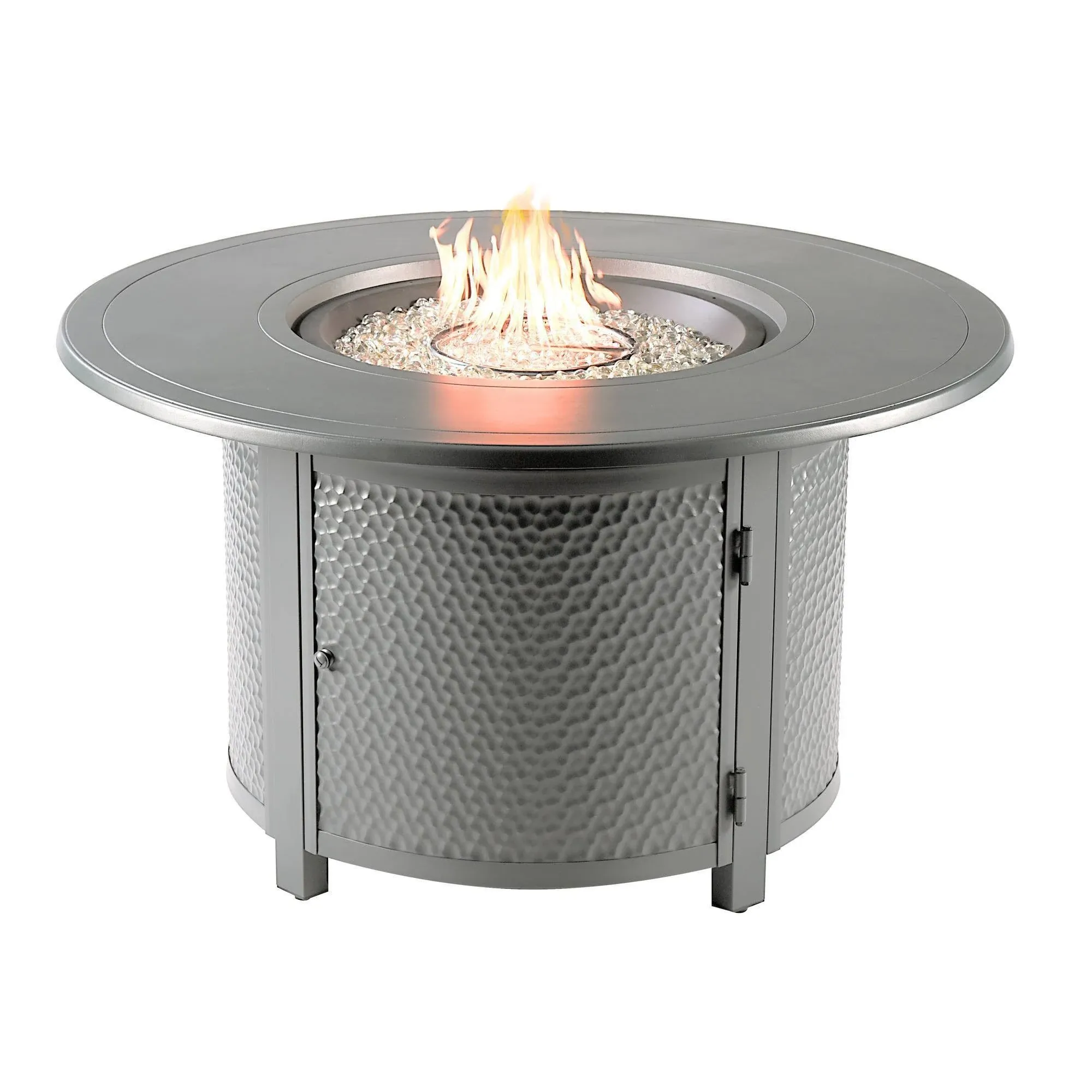 "44"" Round 55000 BTUs Aluminum Propane Textured Design Fire Pit Table with Two Covers White - Oakland Living"