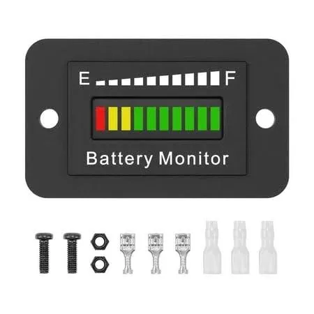 12V 24V 36V 48V 60V 72V Battery Fuel Gauge Indicator,for 12V-72V Golf Cart, Fork Lifts,Club Car,Floor Care Equipment LED Battery Indicator Meter Gauge