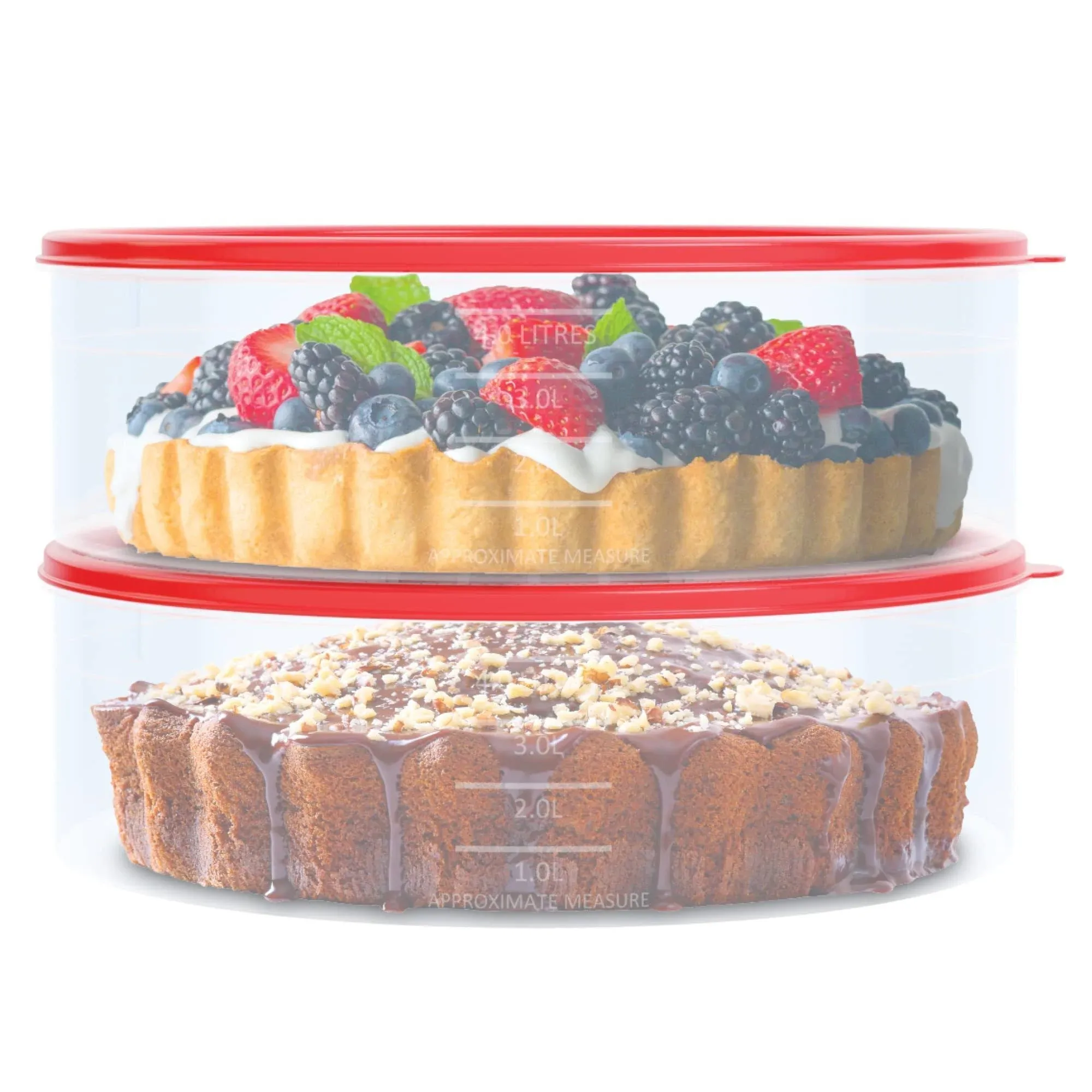 4 Pack Pie Carrier Cake Storage Container with Lid | 10.5&#034; Large Round Plasti...