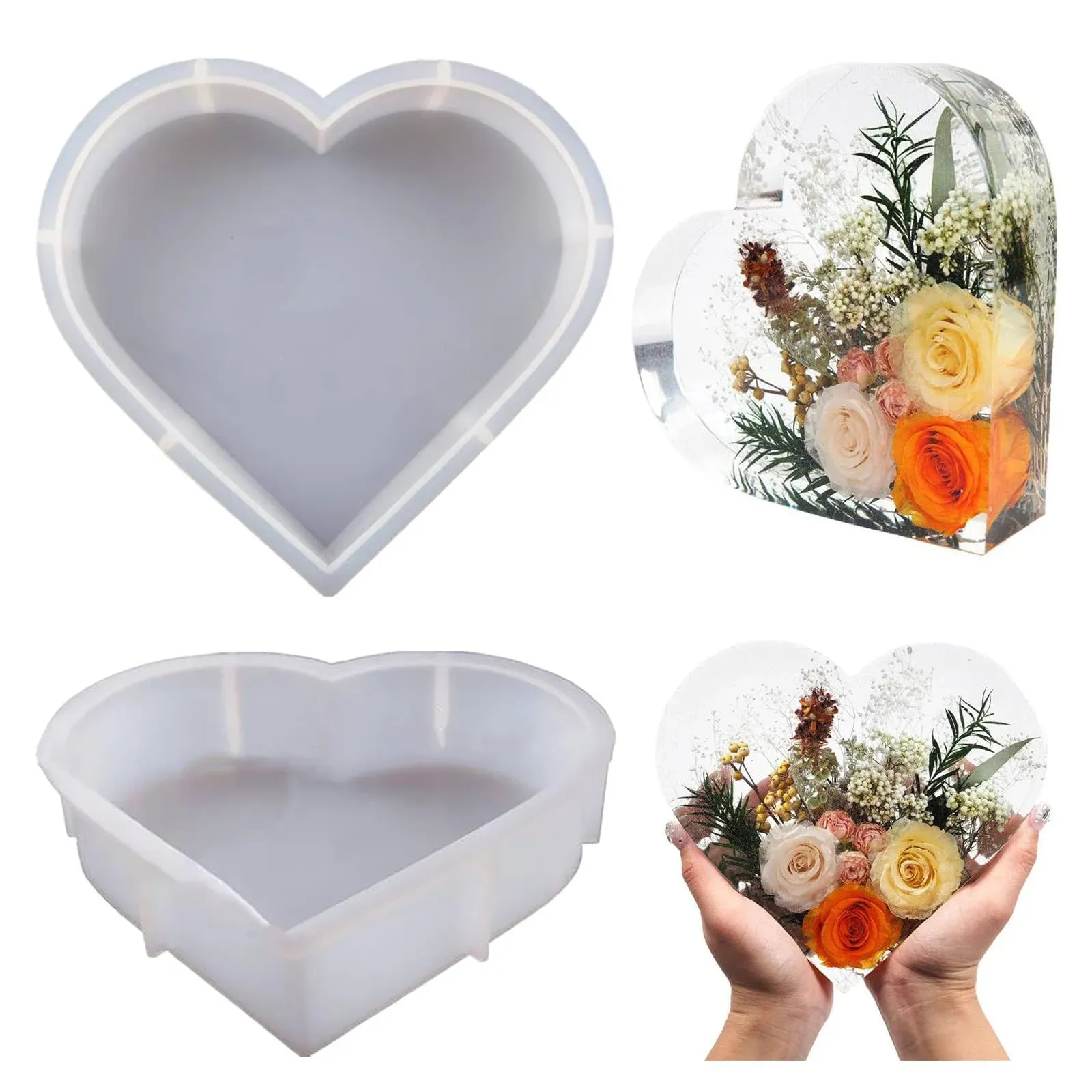 Sapbond Large Resin Molds,Heart Silicone Molds for Flowers Preservation,Resin Art ...