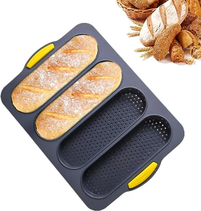 Loaf Pan French Four-hole Bread Non-stick Pan Easy Release Household Silicone...