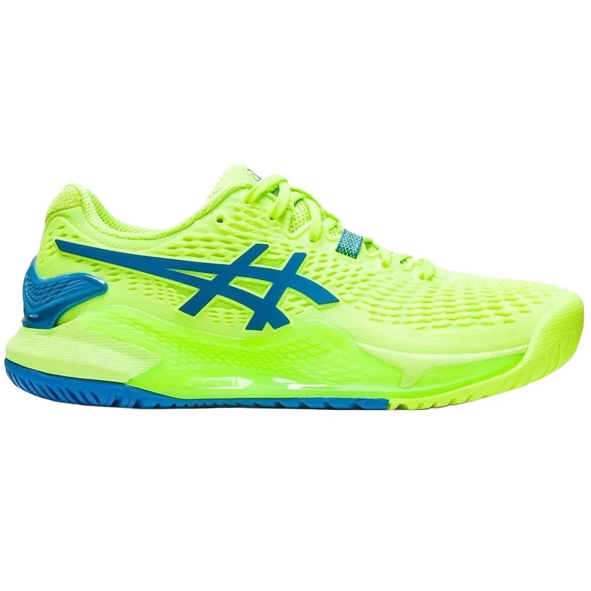 ASICS Women's Gel-Resolution 9 Tennis Shoes (Hazard Green/Reborn Blue)