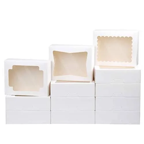 Cookie Boxes Bakery Boxes With Window 8x6.5x2.5 Inches Autopopup Treat Pastry Bo