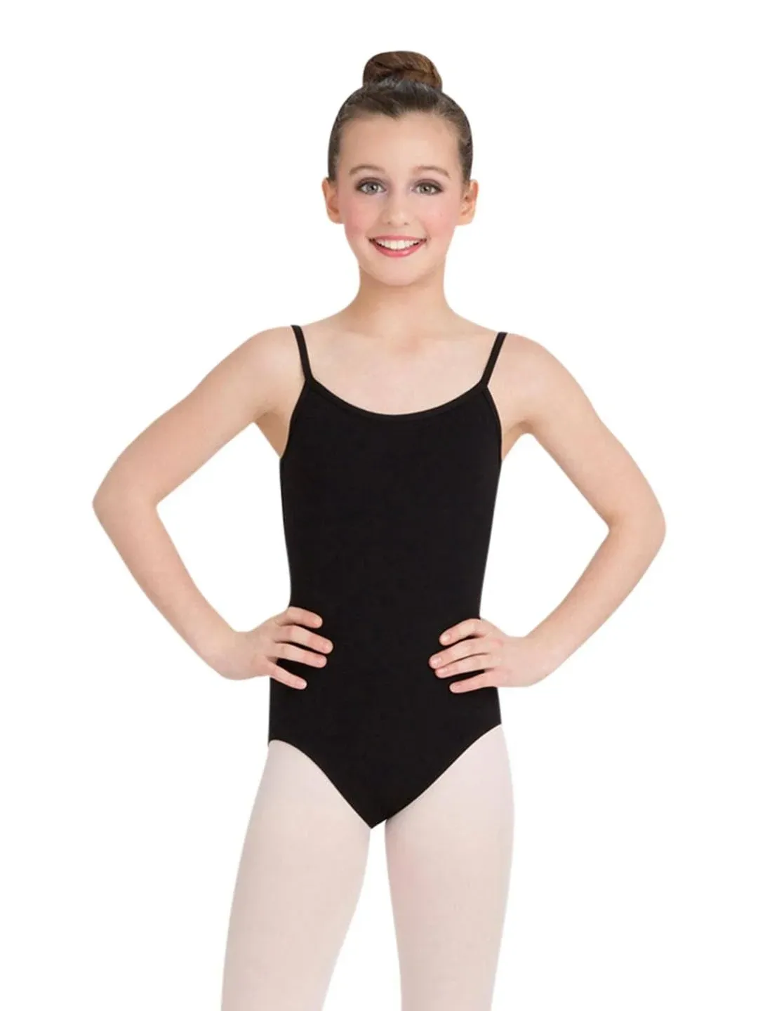 Capezio Camisole Leotard Adjustable Straps M Girls BLACK NWT