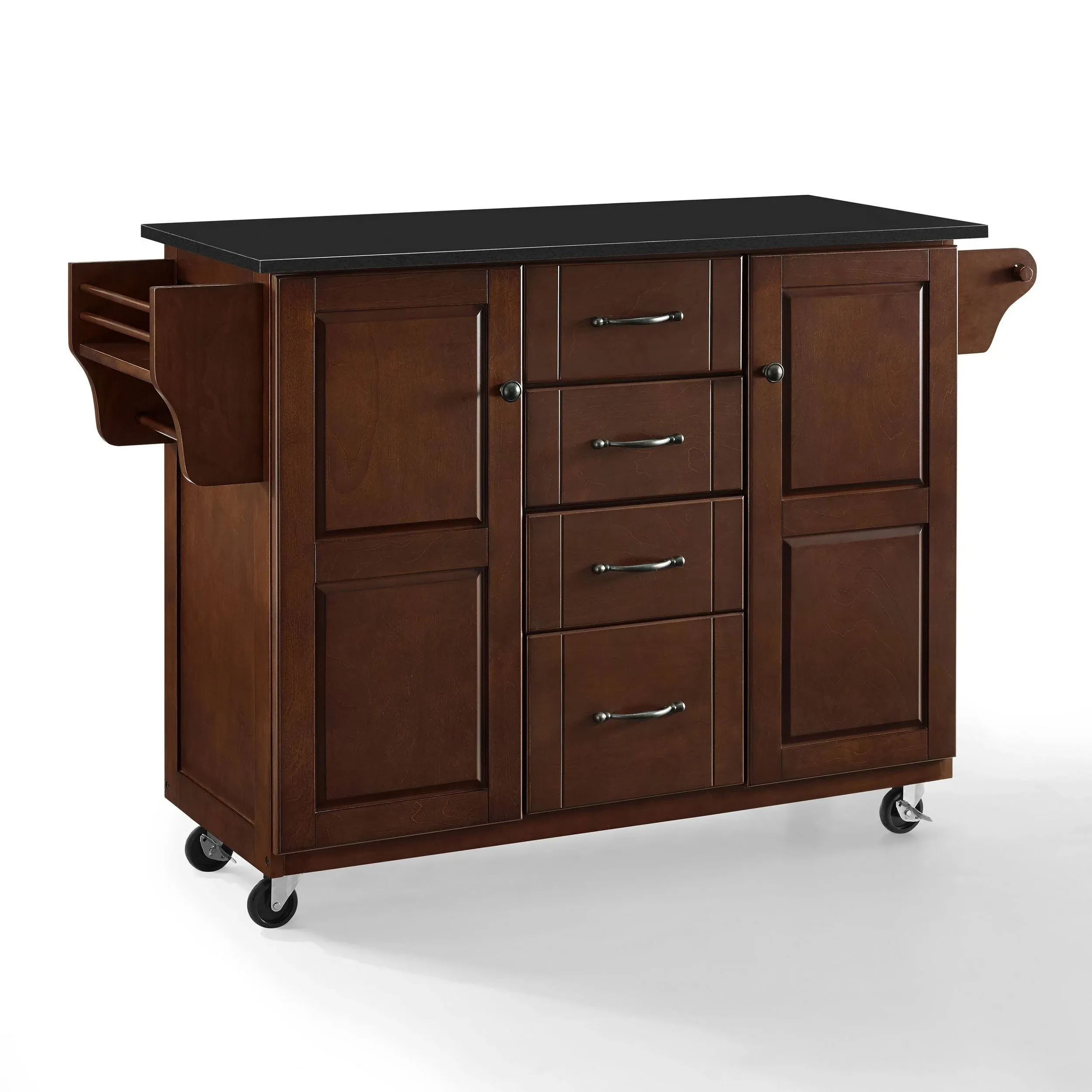 Crosley Eleanor Kitchen Cart Mahogany Black Granite Top