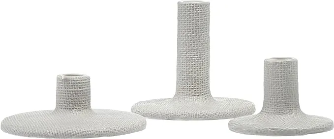 Main + Mesa Stoneware Pillar & Taper Candle Holders (Set of 2)