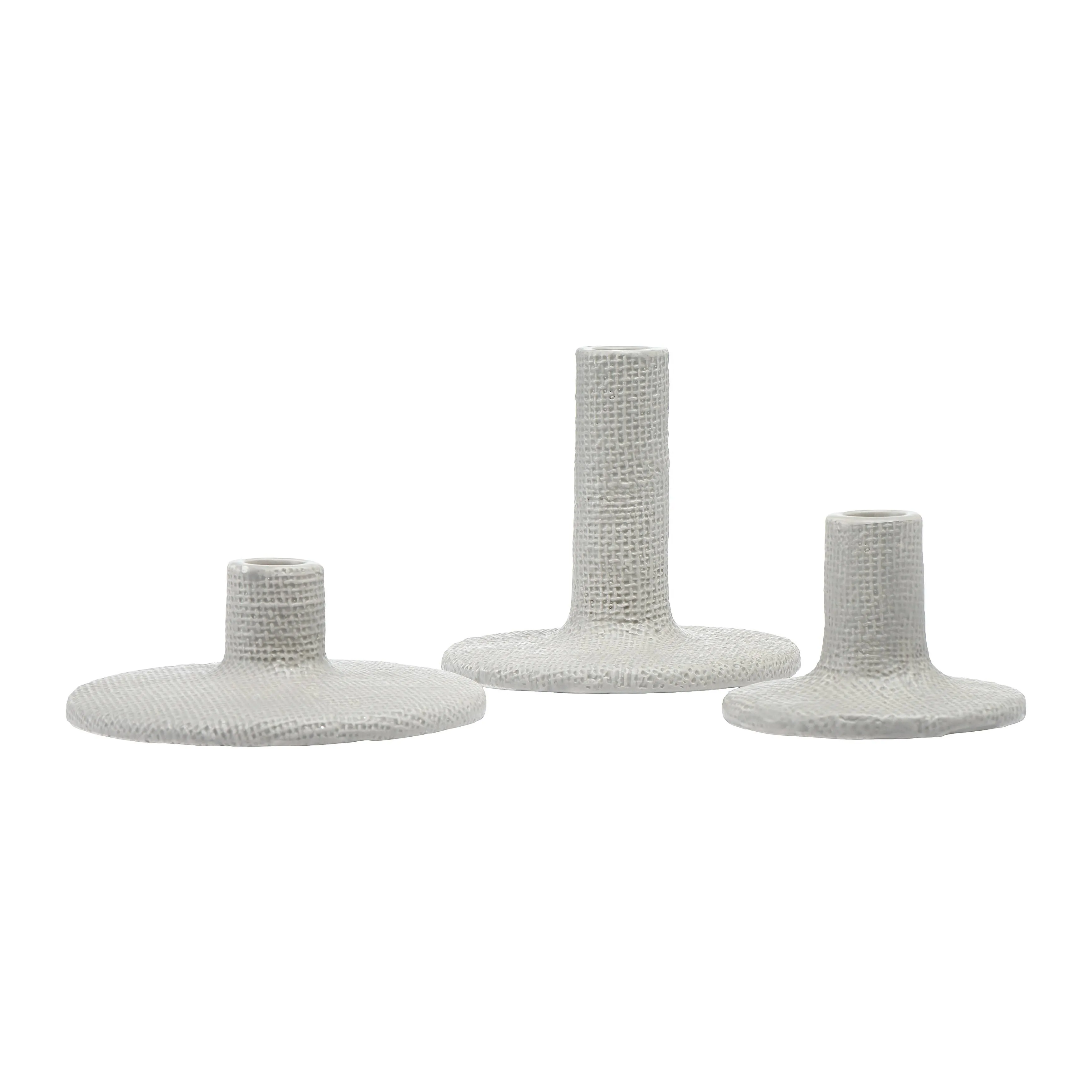 Main + Mesa Stoneware Pillar & Taper Candle Holders, Set of 2