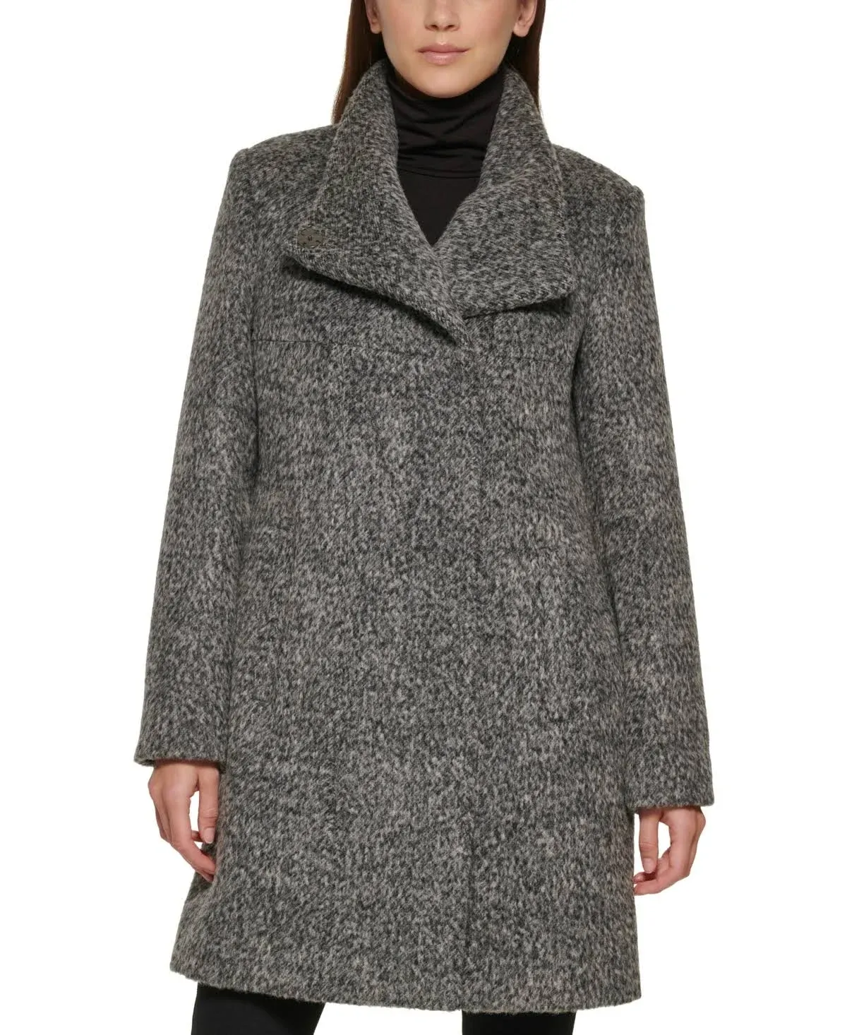 Kenneth Cole Women's Asymmetrical Pressed Boucle Wool Coat