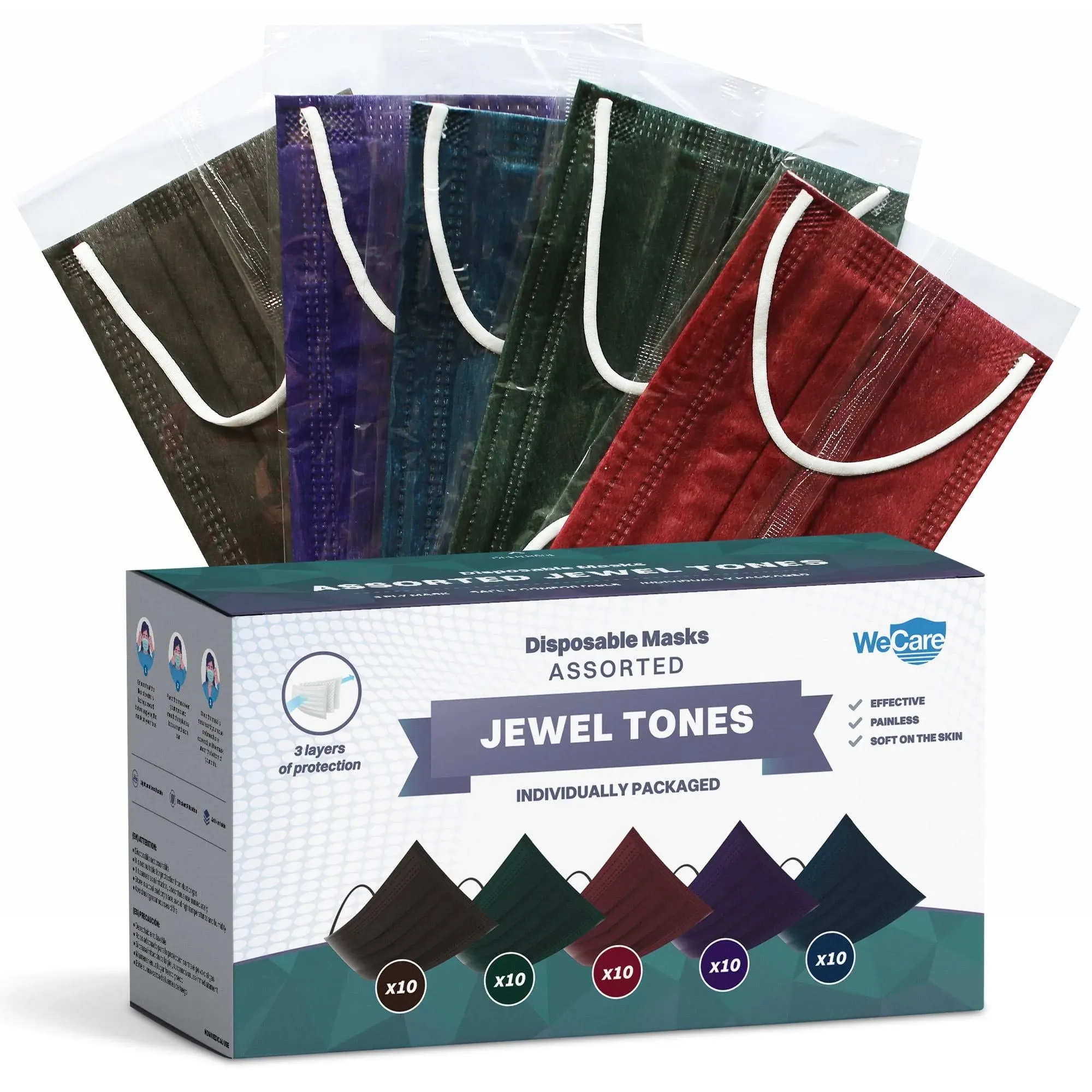 WeCare Disposable Face Mask Assorted Jewel Tones