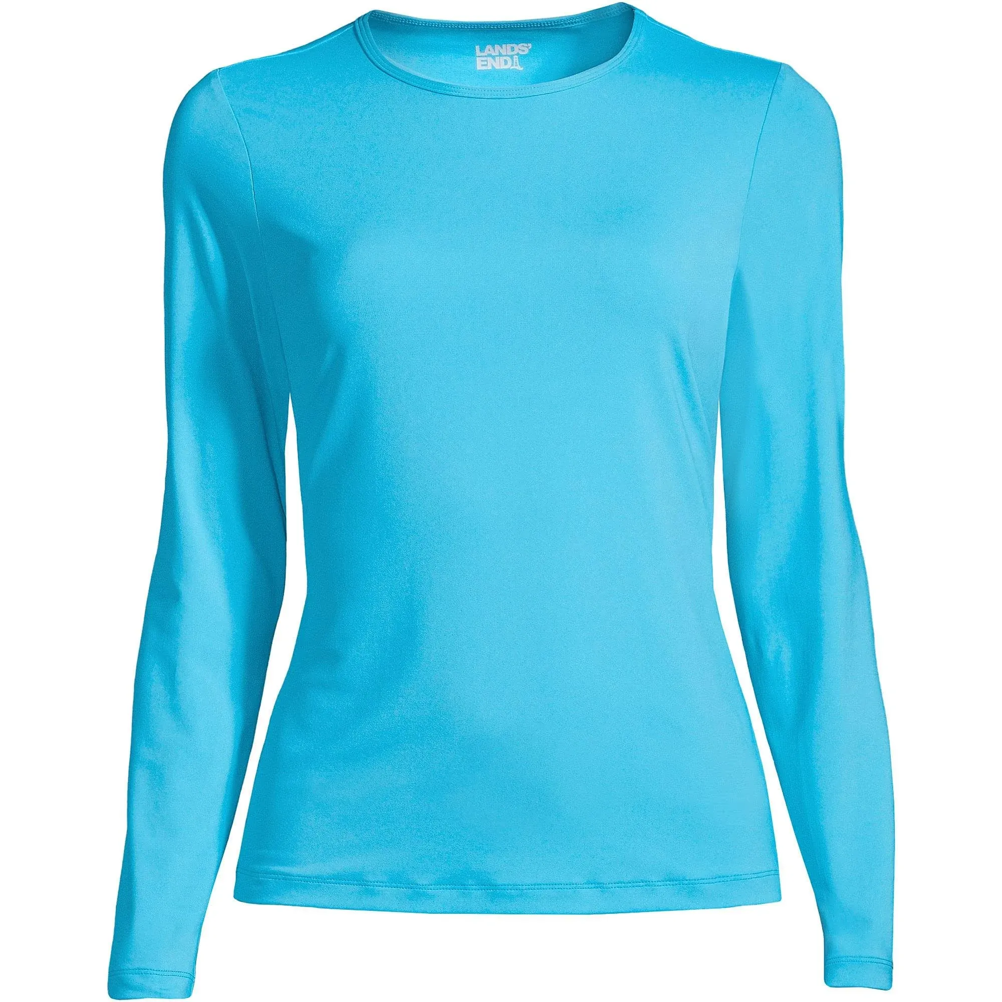 Lands' End Women's Plus Size Crew Neck Long Sleeve Rash Guard