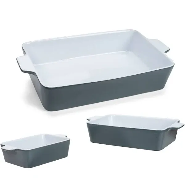 Nat & Jules Nested Grey 12 x 8 Ceramic Stoneware Baking Dishes Set of 3