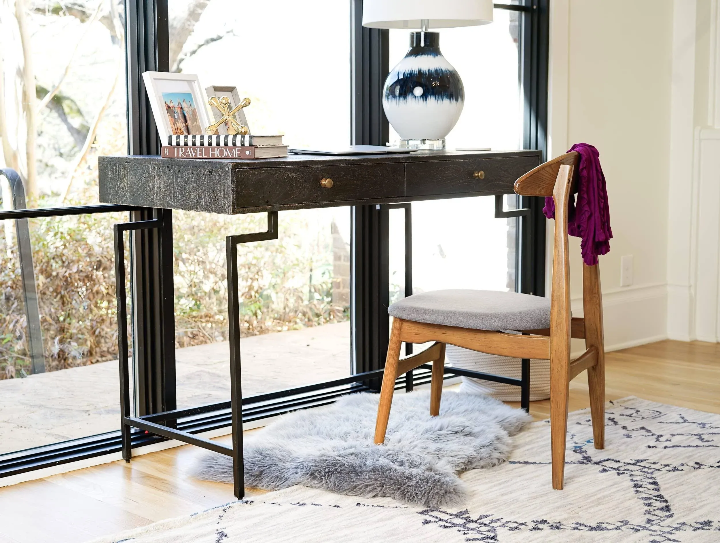 Posh Pollen Cade Black Writing Desk Office Furniture - Industrial - Desks And Hutches - by Hives & Honey | Houzz