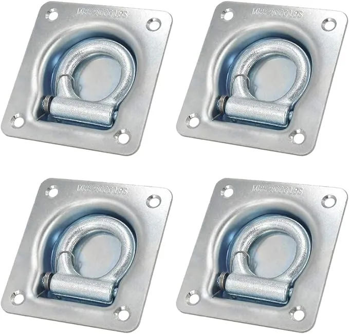 DLLJ Recessed D-Ring Tie DownSquare Cargo Tie-Down AnchorsFlush Mount Tie Down Anchor,4 Pack