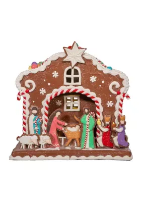 Kurt S. Adler 12.5-Inch Battery-Operated Light Up Nativity Gingerbread House