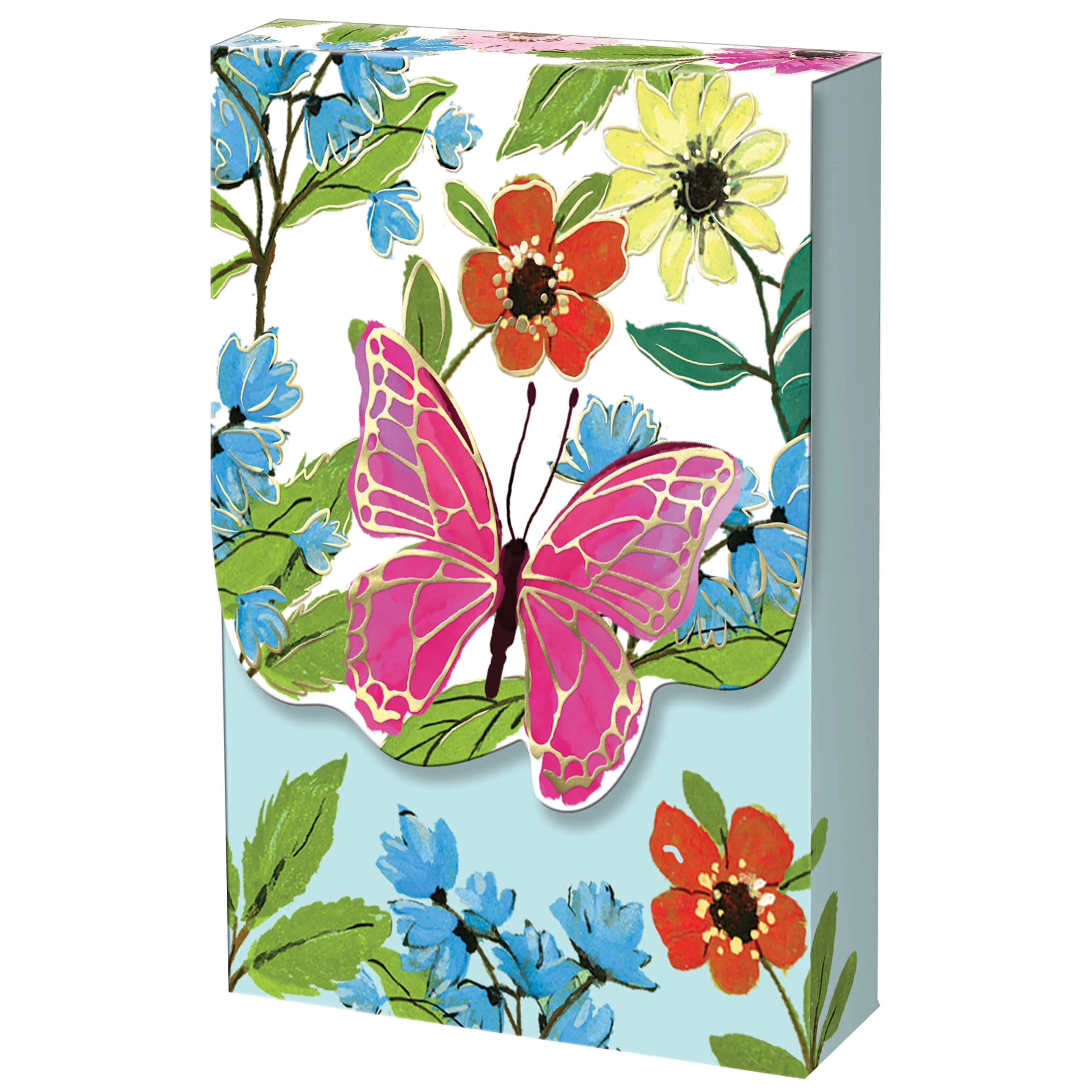 Full Bloom Butterfly Pouch Note Cards Set of 10 Blank Cards with Envelopes in Magnetic Closure Box