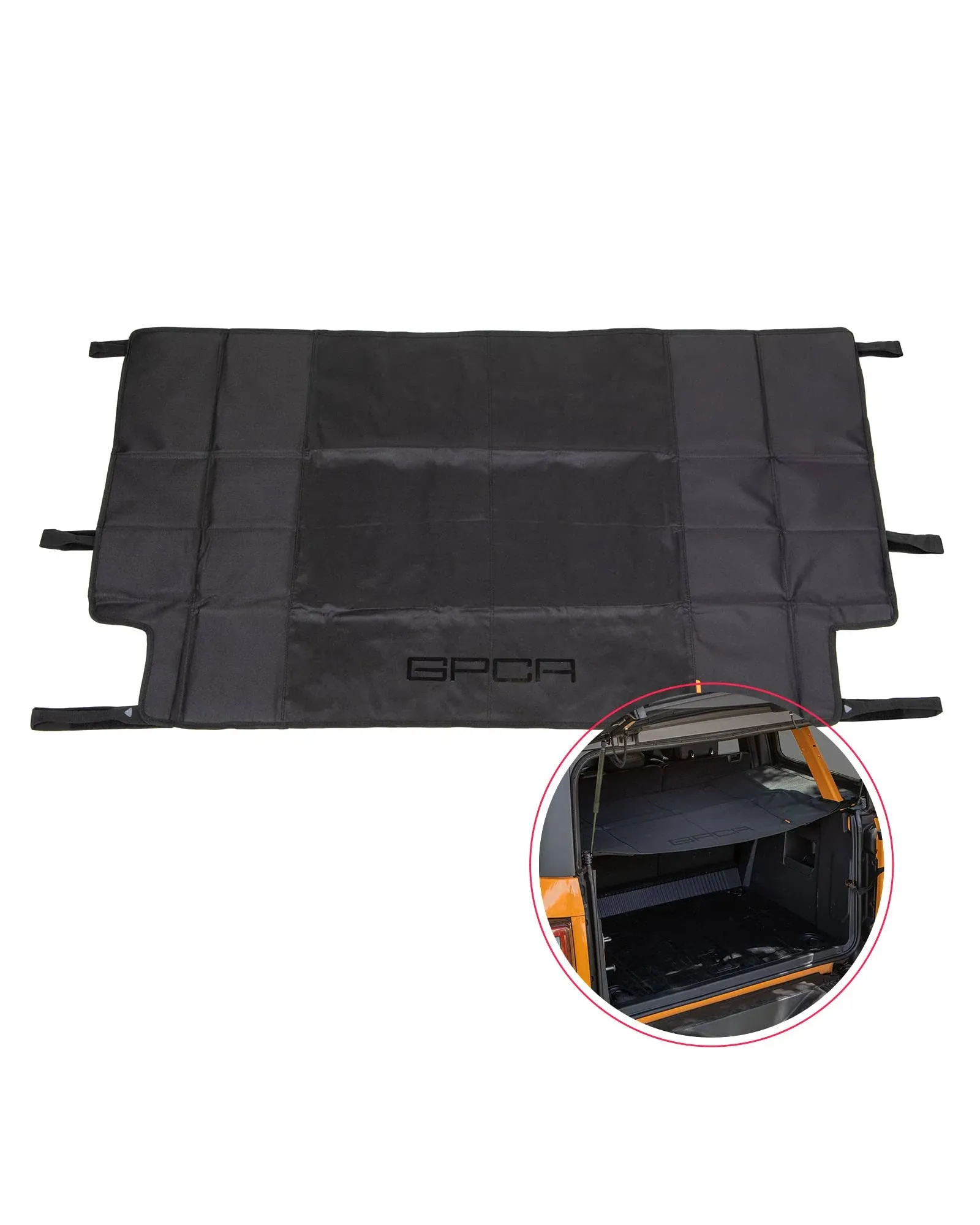 GPCA - Cargo Cover, Easy-to-Install Trunk Cover, Heavy-Duty Bronco Accessories, Use with 2021-2023 Ford Bronco Base, Big Bend, Black Diamond, Outer Banks, Badlands, Wildtrak, Everglades, Raptor Models