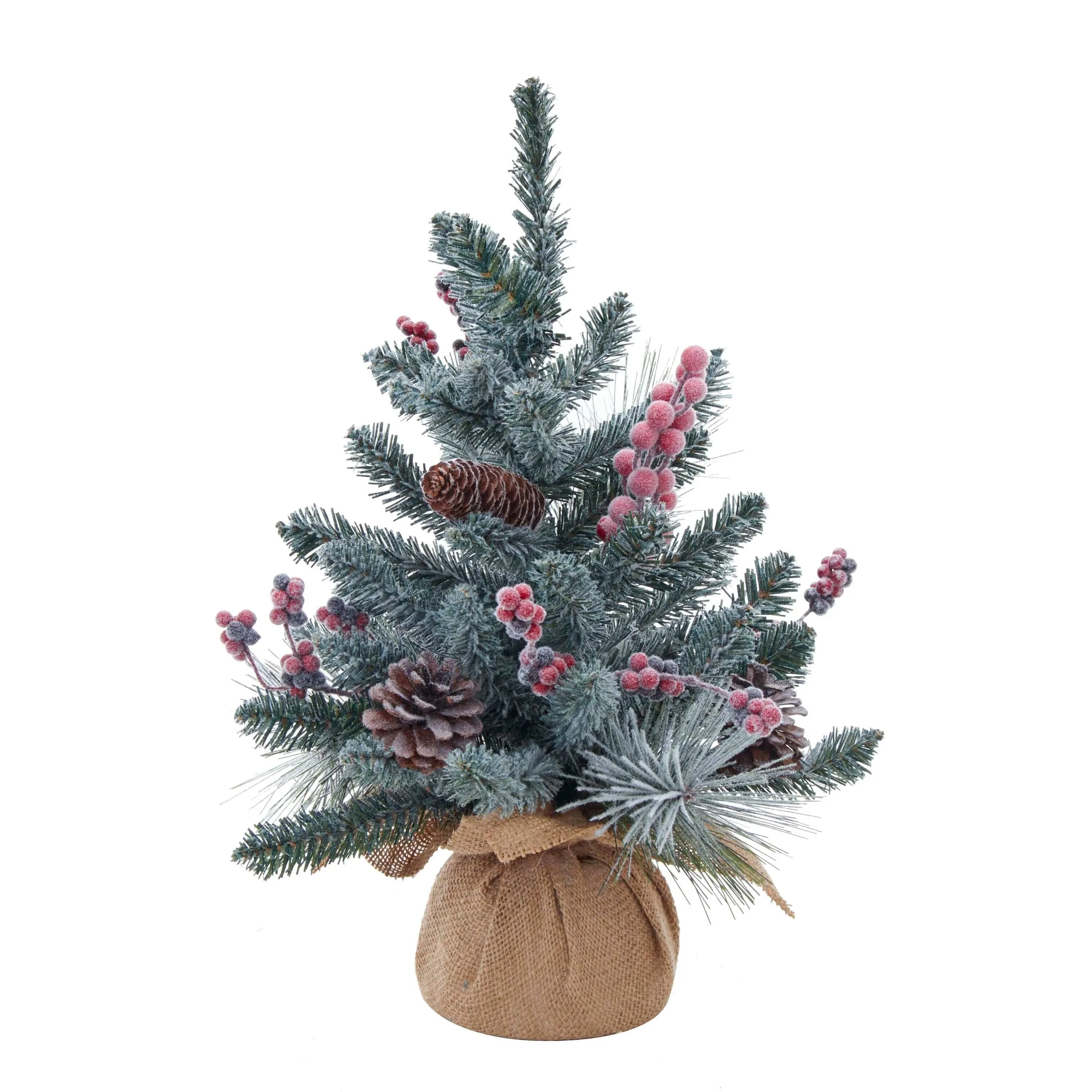 Kurt Adler Adler 18-Inch Flocked Red Berries and Pinecone Christmas Tree, Multi