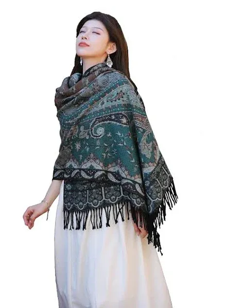 iCuviy Fashion Large Scarf Winter Pashmina Shawls & Wraps for Women Extra Soft Cashmere Feel Throw Womens Cold Scarfs