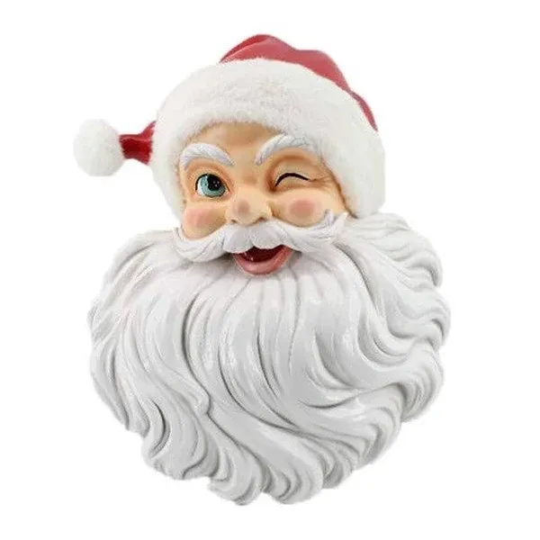 December Diamonds Christmas Carousel Santa Head Wall Red Hat Figurine