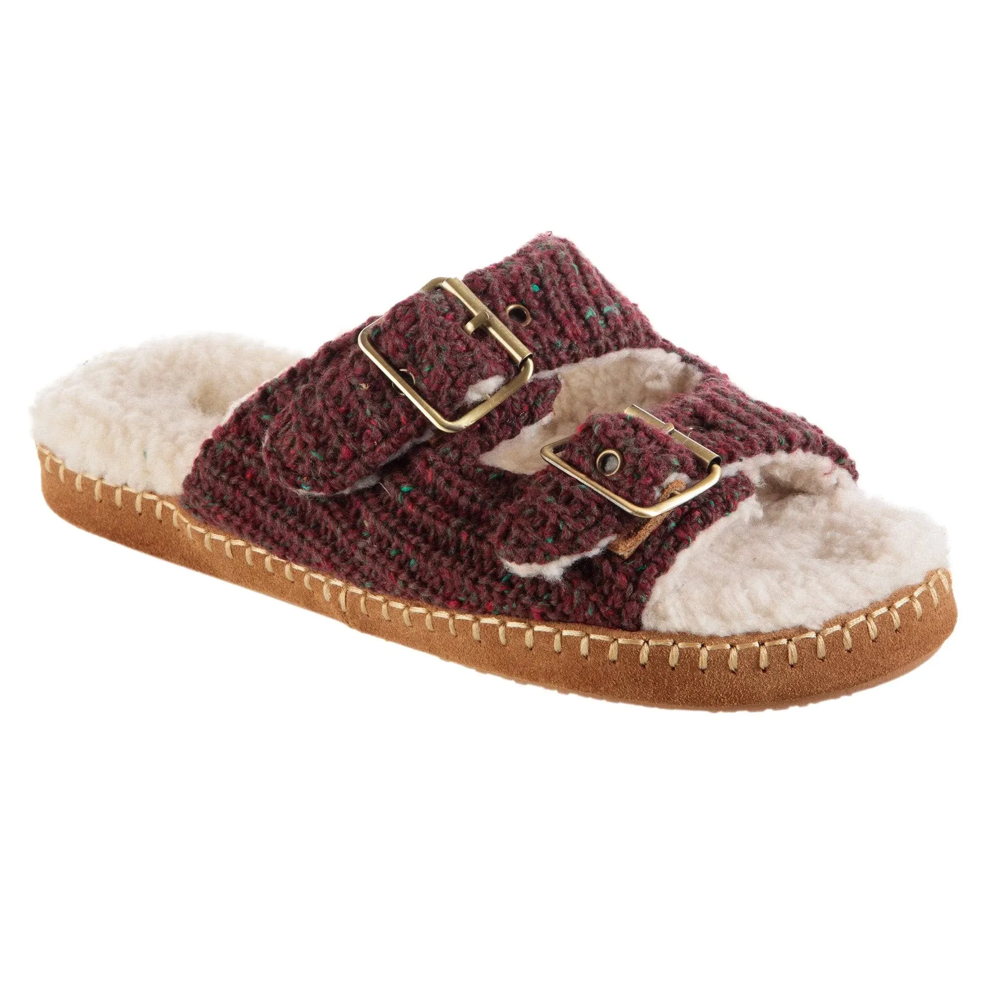 Acorn Womens Camden Double Buckle Cozy Slide Slippers