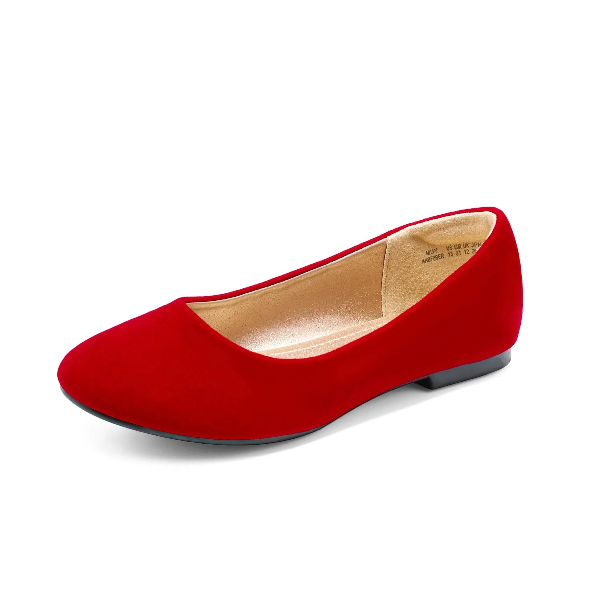 Dream Pairs Kids' Ballerina Flat in Red/suede