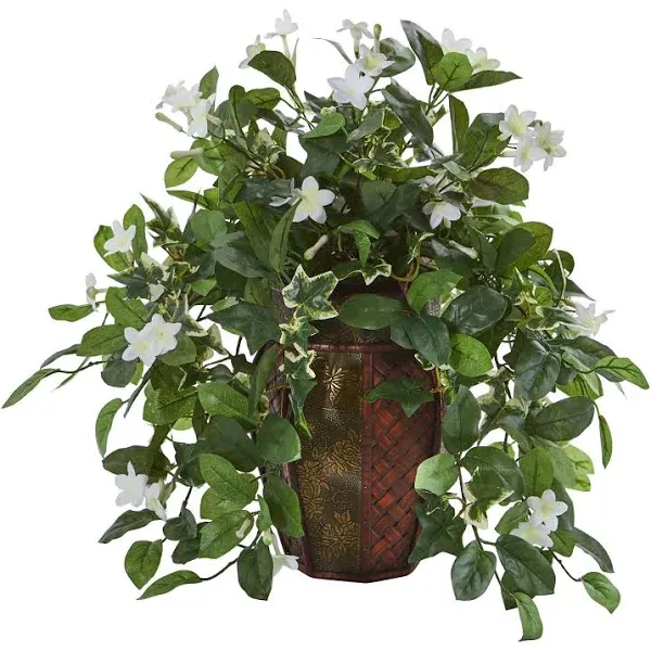 Nearly Natural Stephanotis and Ivy Artificial Plant in Decorative Planter