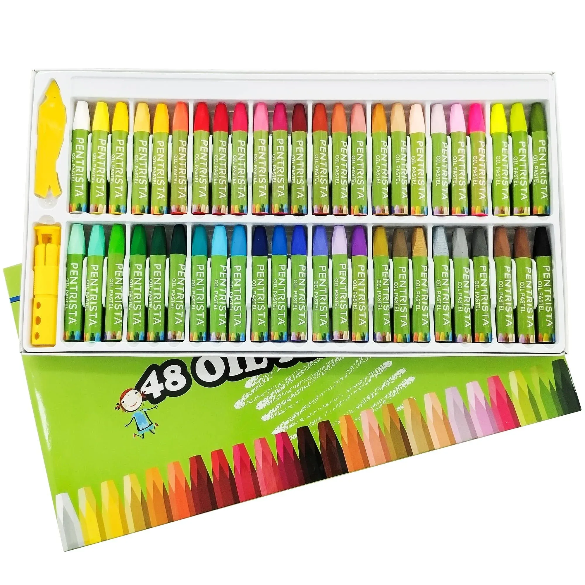 PENTRISTA Oil Pastels Set of 48 Assorted Colors, Non-Toxic Soft Oil Pastel ...