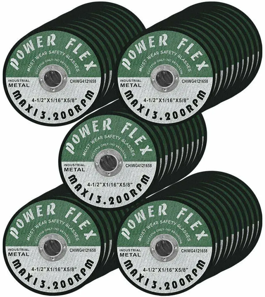 50 Pack 4 1/2 Inches x 1/16 Inches x 5/8 Inches Premium Cut Off Wheels - for Cutting All Ferrous Metals and Stainless Steel