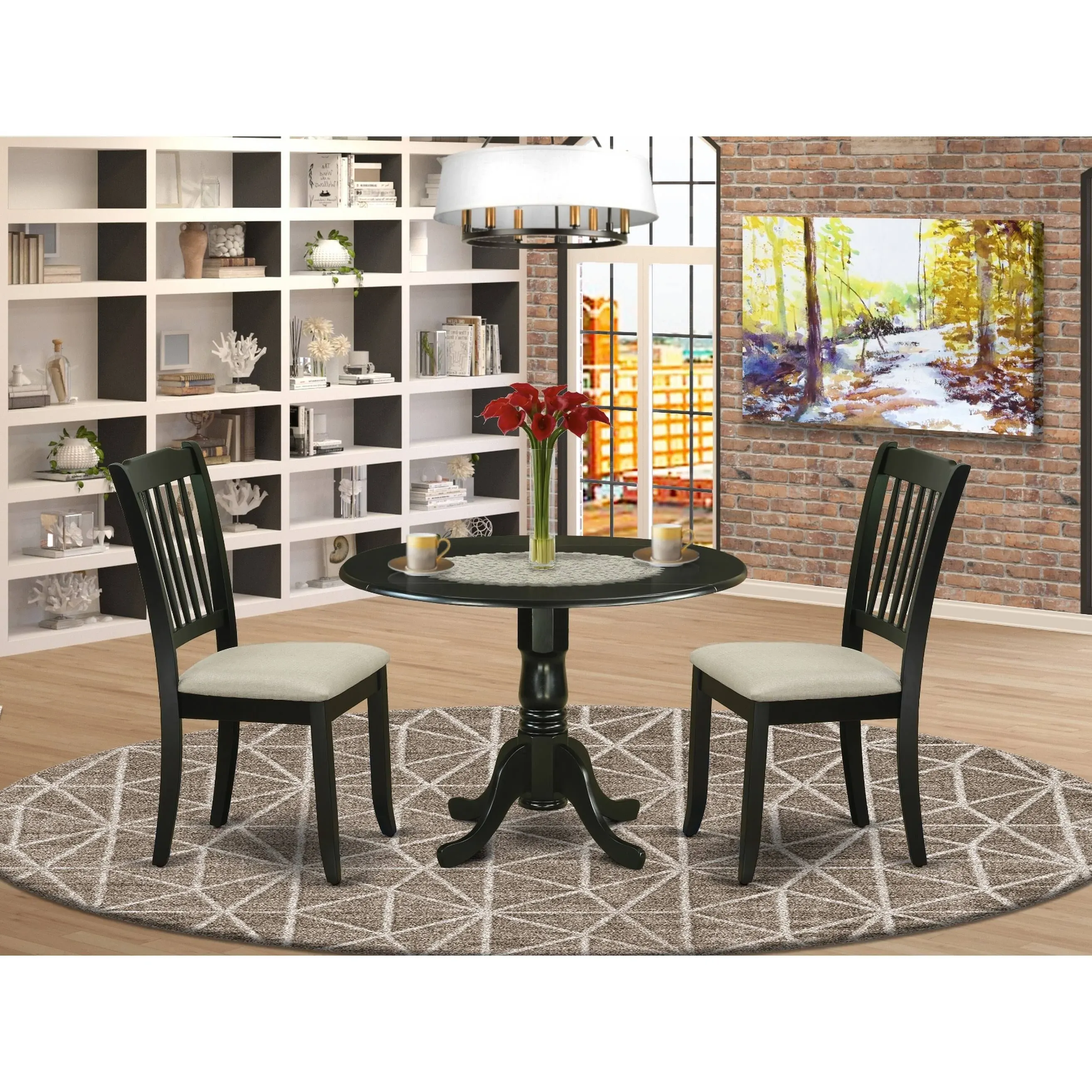 Dining Room Set Black DLDA3-BLK-C By East West Furniture