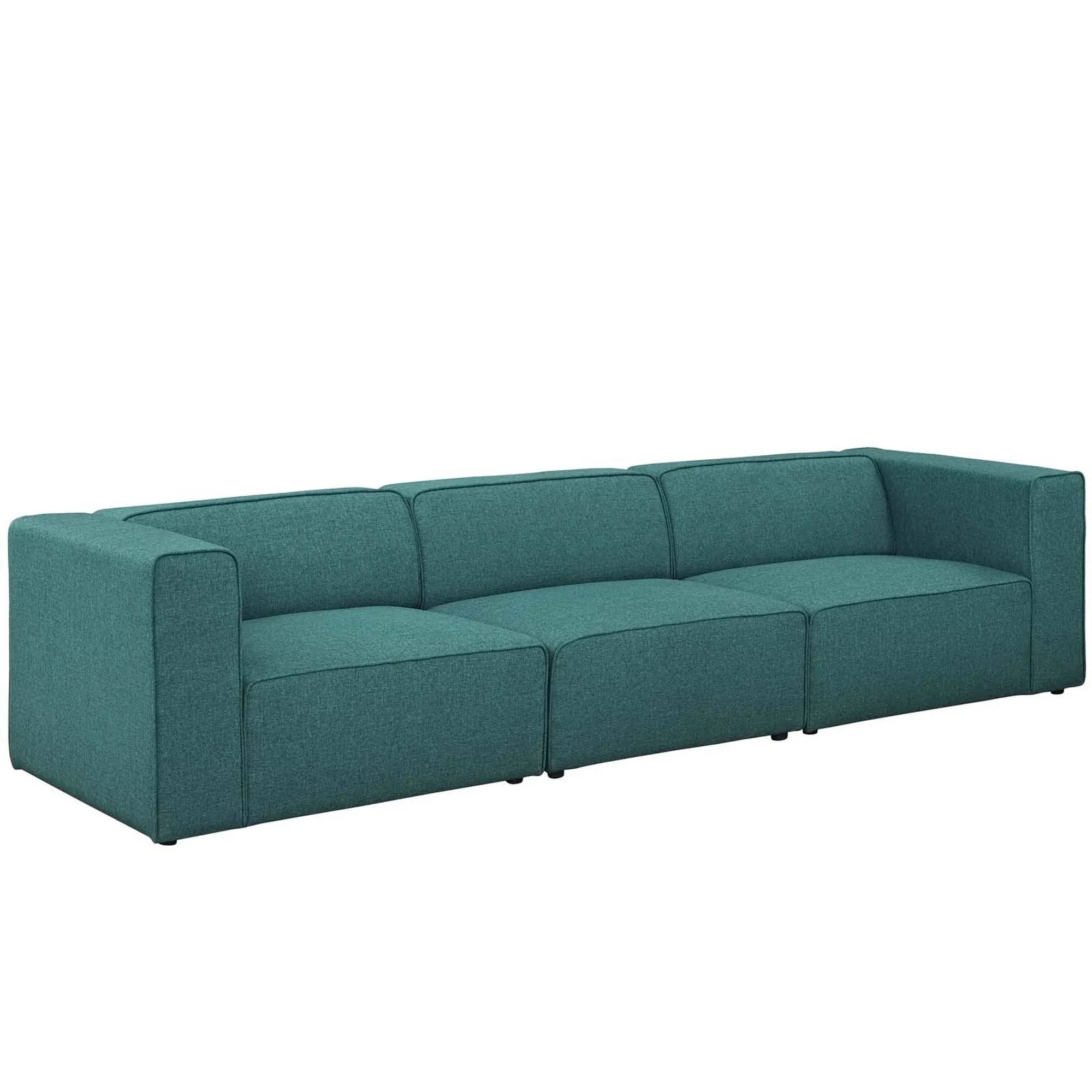 Modway Mingle 3 Piece Upholstered Fabric Sectional Sofa Set - Teal