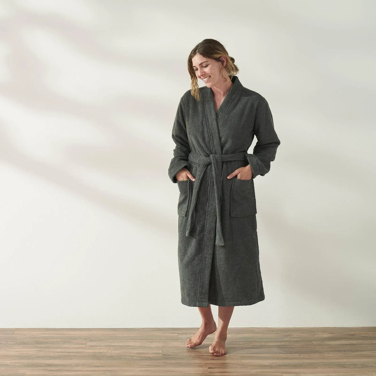 Coyuchi Unisex Air Weight Robe - 100% Organic Cotton Relaxed Bathrobe