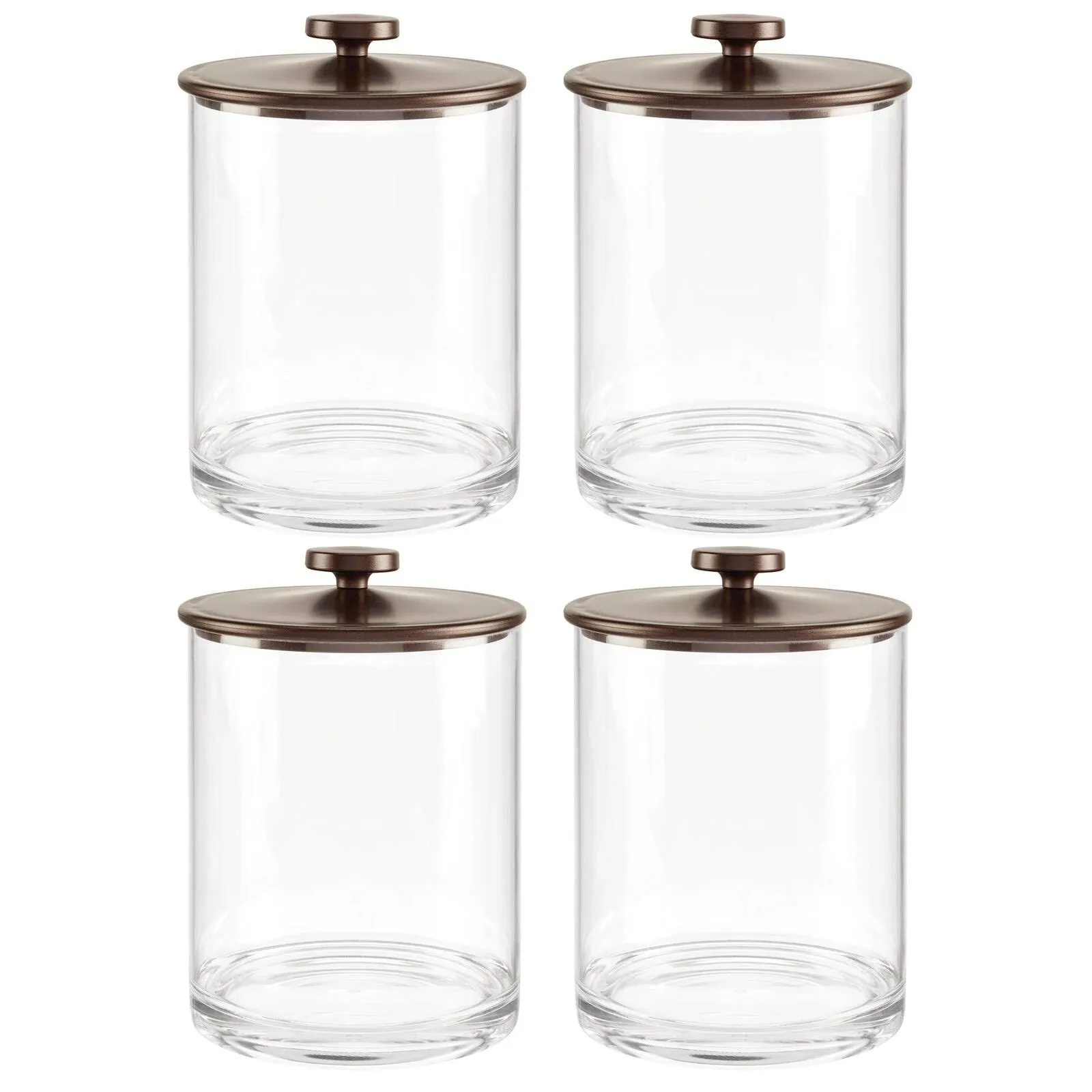 4ct mDesign Large Bathroom Apothecary Storage Canister Jars 4 Pack Clear/Bronze