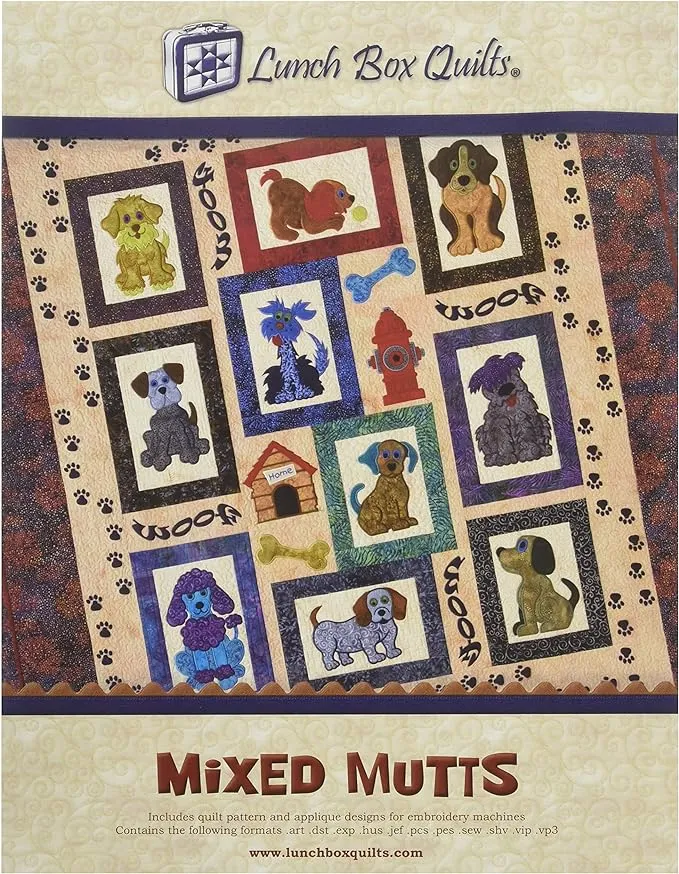 Mixed Mutts Machine Embroidery CD by Lunch Box Quilts