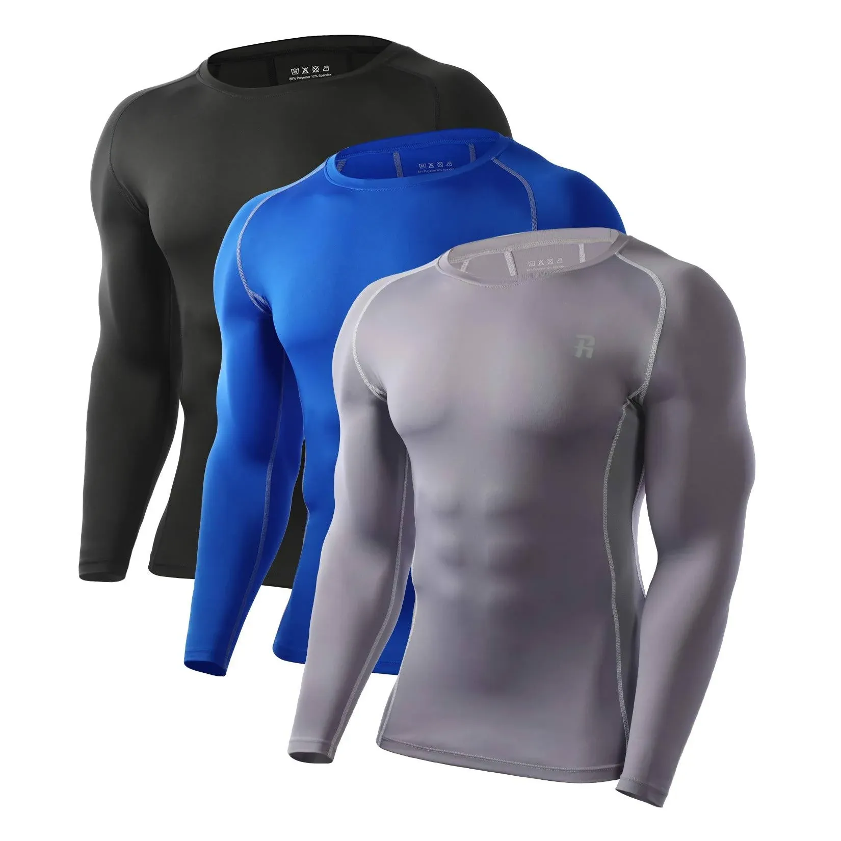 Runhit Compression Shirts for Men Long Sleeve Cool Dry Athletic Workout Tee Shirts Fishing Sun Shirts Sports Thermal Tights