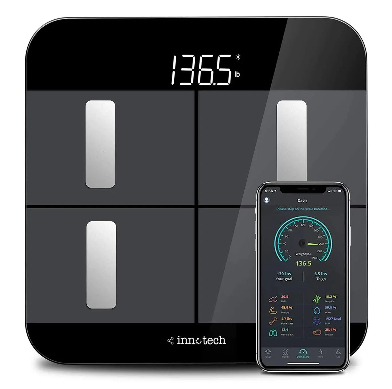 Innotech Body Fat Scale Smart Bluetooth Digital Bathroom Scales for Weight and ...