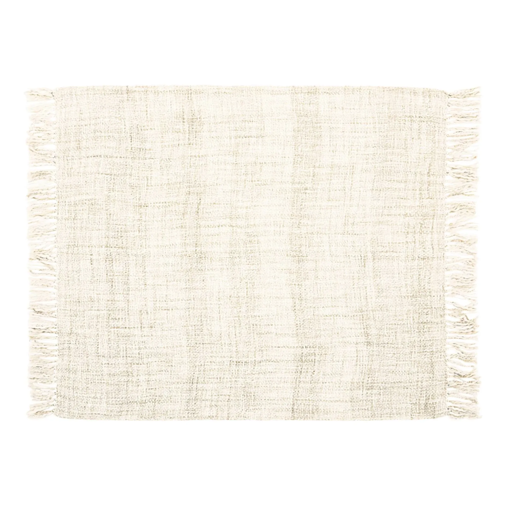 Mina Victory Basket Weave Cream 50" x 60" Throw Blanket